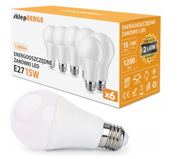 6x LED žárovka - E27 - 15W - 1200Lm - neutrální bílá