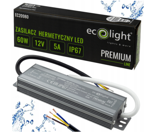 Hermetický LED zdroj 12V 60W IP67 voděodolný