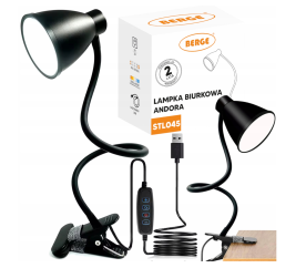 Andora LED stolní lampa s klipem 1xE27 černá