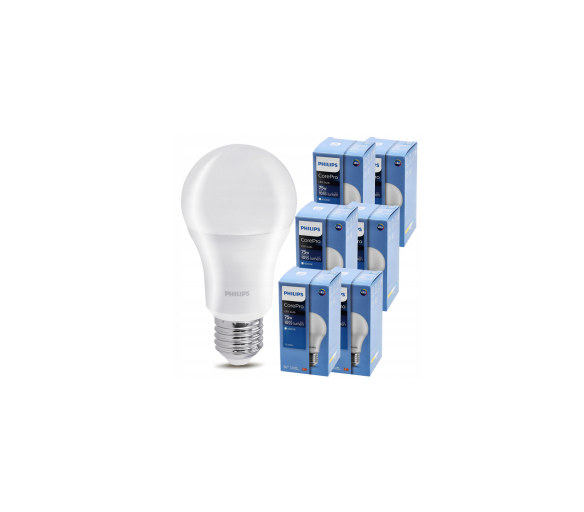 6x LED žárovka Philips E27 - 10W - 1055 lm - neutrální bílá 4000K - CorePro Premium A60 - SET