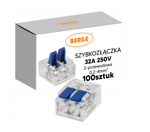 Sada 100x Drátová elektrická rychlospojka 32A 2kolejová 0,2-4mm