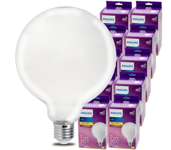 10x LED žárovka Philips E27 - 13W - 2000lm - 2700k velká koule - SET