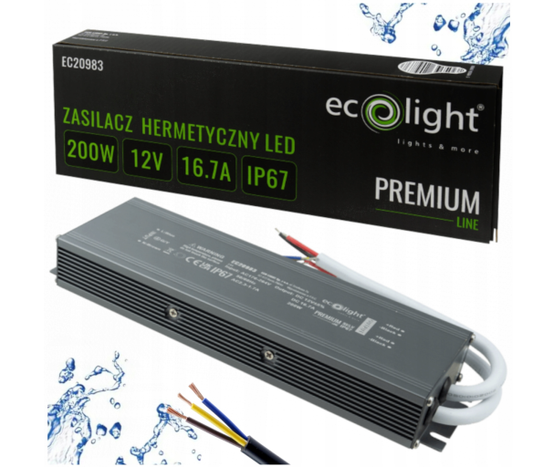 Hermetický LED zdroj 12V 200W IP67 voděodolný