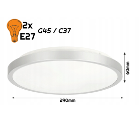 LED Plafond 2xE27 IP20 SEMO-R SILVER