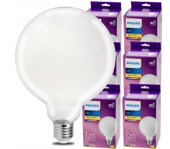 6x LED žárovka Philips E27 - 13W - 2000lm - 2700k velká koule - SET