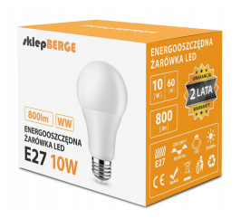 LED žárovka - E27 - 10W - 800Lm - teplá bílá