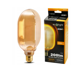 Dekorativní LED žárovka E27 4W 200lm O100 Amber Retro - řada ZERO