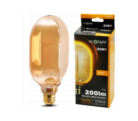 Dekorativní LED žárovka E27 4W 200lm O100 Amber Retro - řada ZERO