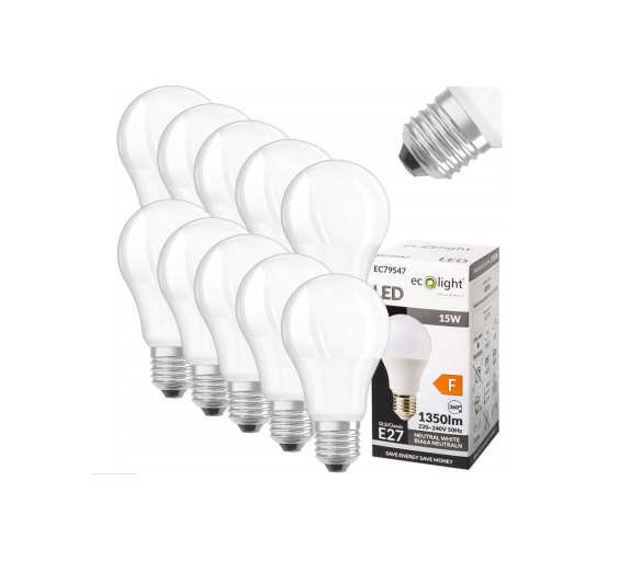 10x LED žárovka E27 15W 1350lm neutrální bílá 4000K 20000h 230V