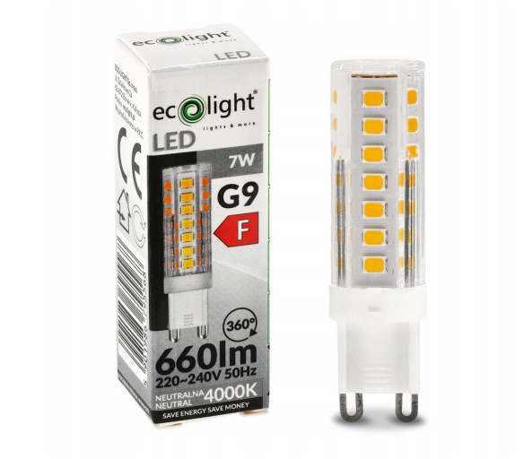 LED žárovka G9 - 7W - 660lm - 4000k - neutrální barva Eco Light